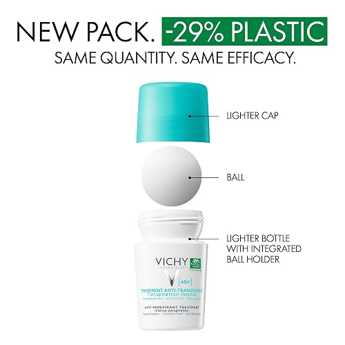 Vichy Deo Tratamiento Antitranspirante 48H Desodorante Roll On para Transpiración Intensa, Protección Contra el Sudor y el Mal Olor, Apto para Todo Tipo de Piel 50 ml