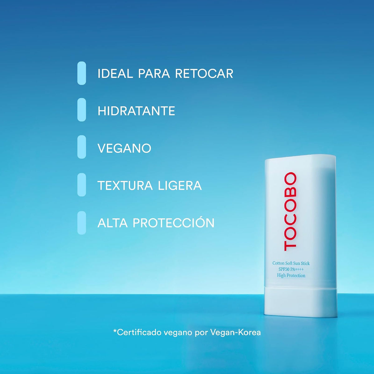 TOCOBO Cotton Soft Sun Stick SPF50+ PA+++ 19 g Barra Solar Suave de Algodón 19 g Barra Solar Facial Vegana con Acabado Mate