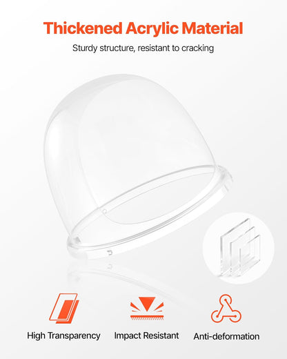 VEVOR Cubierta para Máquina de Algodón de Azúcar, Cúpula Acrílica Transparente, Compatible con Recipiente de Máquina de Algodón de Azúcar 381 mm, para Fiestas, Tiendas, Diseño de Ranura Inferior