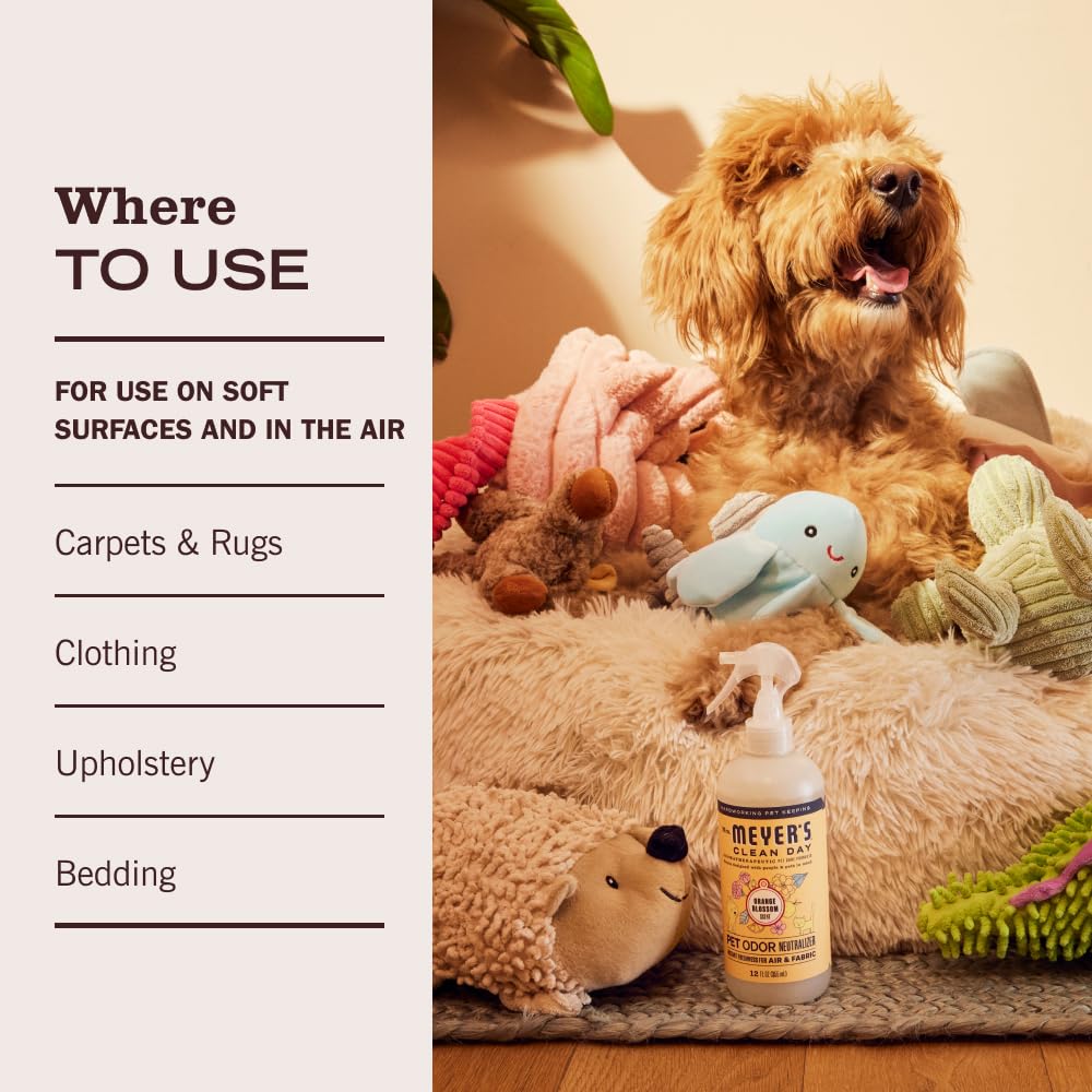 Mrs. Meyer’s Neutralizador de Olores Flor de Azahar 355 ml | Odor Neutralizer Spray para Mascotas | Elimina Olores al Instante | Aroma Floral Refrescante | Fórmula de Origen Vegetal