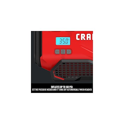 CRAFTSMAN Inflador Neumáticos Compresor Aire Portátil V20 3 Modos: Inalámbrico 120V 12V Rojo