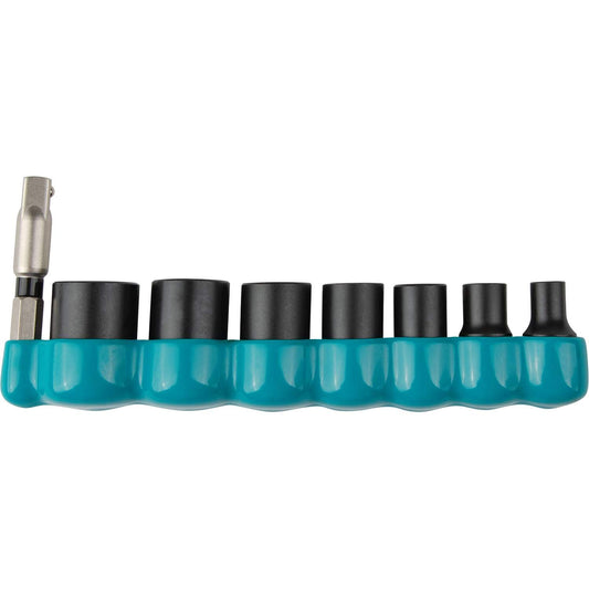 Makita Juego de Dados de Impacto SAE 1/4" Impact XPS con Adaptador, 8 Piezas.
