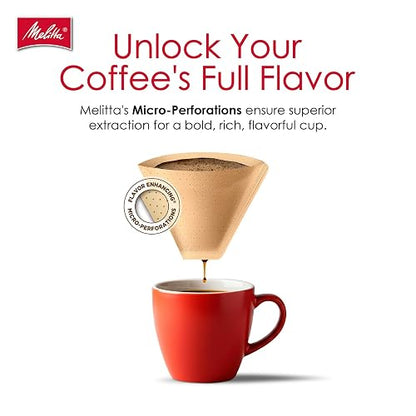 Melitta - Filtros de café de cono #4, café natural sin blanquear, 100 unidades (paquete de 3) 300 filtros totales, el embalaje puede variar