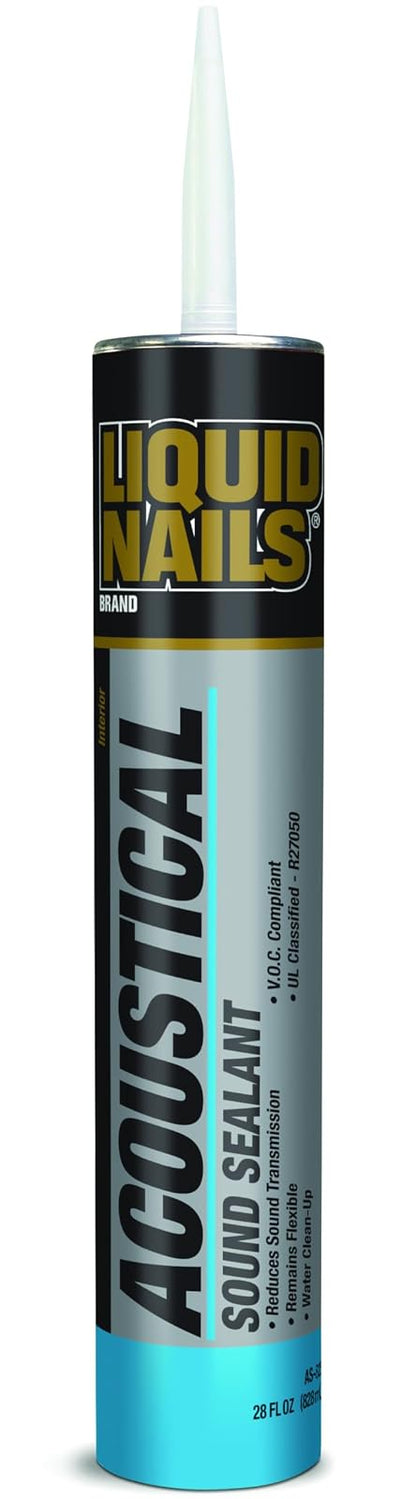 LIQUID NAILS AS-825 Acoustical Sound Sealant (28-Ounce) | El calafateo insonorizado interior reduce la transmisión de ruido, permanentemente flexible, no inflamable