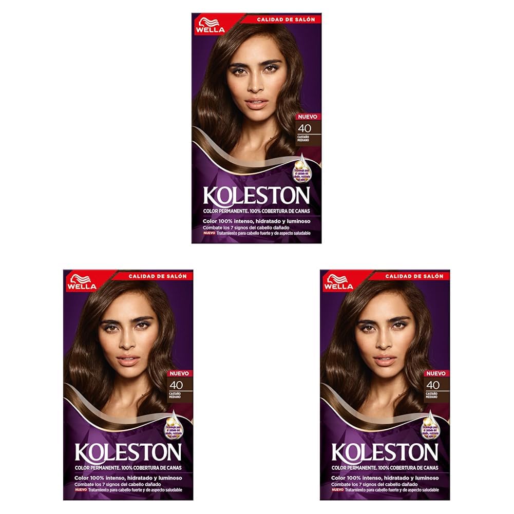 Wella Koleston Tinte Permanente 34 Castaño Oscuro Hipnótico Paquete de 3 - Castaño Medio - 1 Unidad (Paquete de 3)