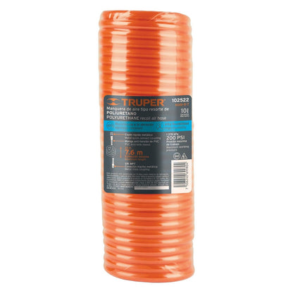 Truper MAN-R-7 Manguera tipo resorte para compresor 7.6 m x 1/4"