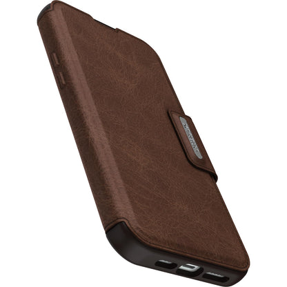 OtterBox - Funda Tipo portafolios para iPhone 15 Plus y iPhone 14 Plus Strada - Espresso (café), Soporte para Tarjetas, se Ajusta a MagSafe, Piel auténtica, Bolsillo y Funda Tipo Folio