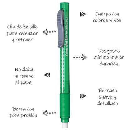 Pentel ZE21BPZ-4 Clic Erasers, Black Barrel