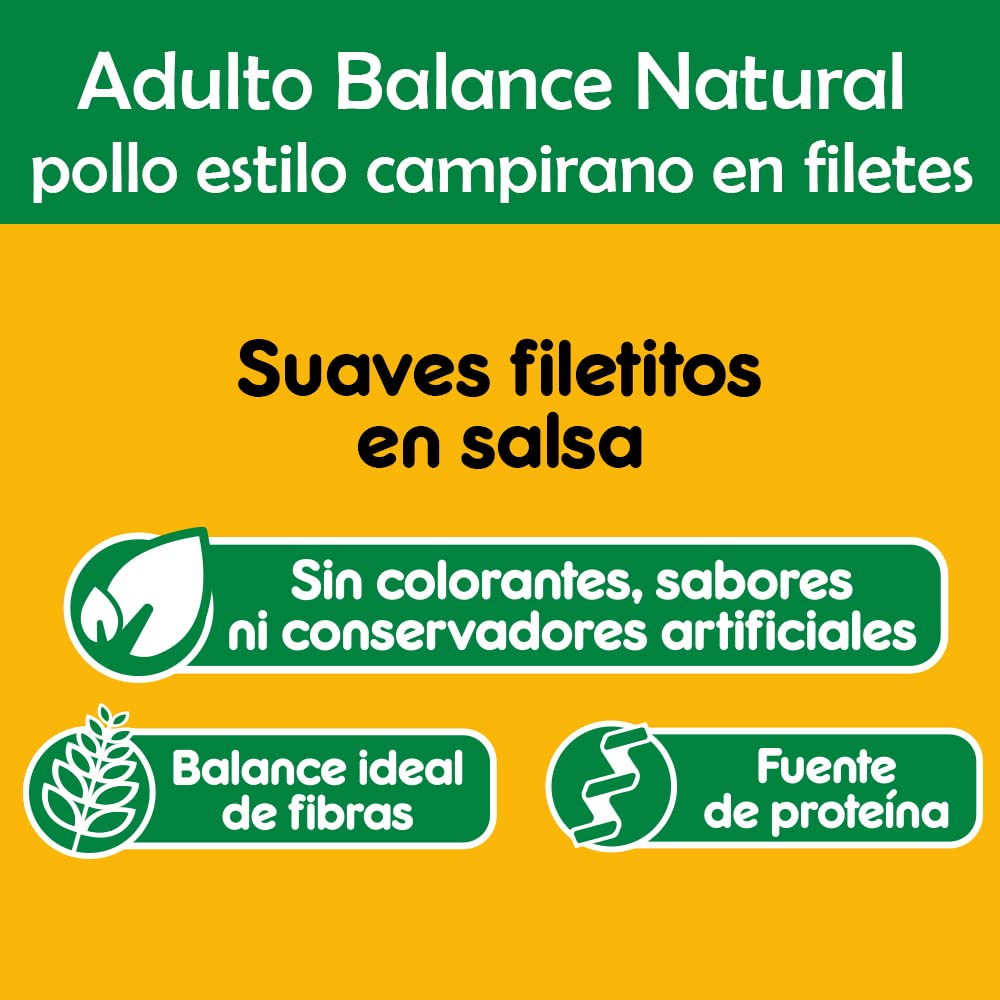 Pedigree - Sobres para Perro Balance Natural, Sabor Pollo en Filetes, con Ingredientes Naturales, Proteínas y Fibra, 24 Sobres, 100g c/u