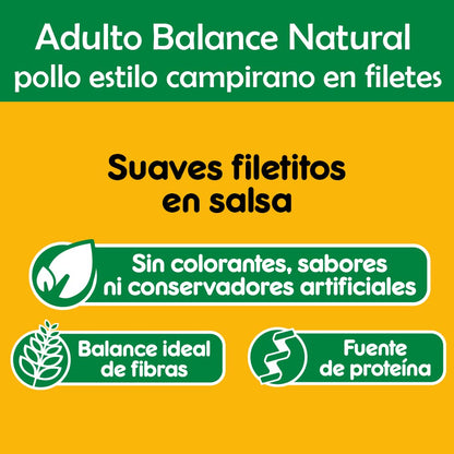 Pedigree - Sobres para Perro Balance Natural, Sabor Pollo en Filetes, con Ingredientes Naturales, Proteínas y Fibra, 24 Sobres, 100g c/u