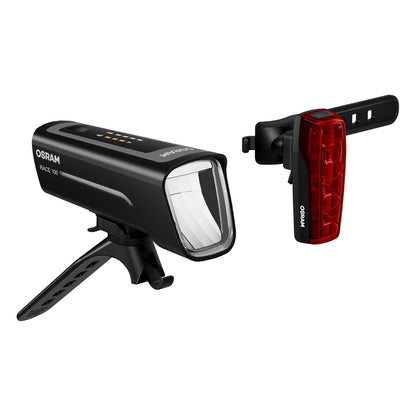 OSRAM LEDsBIKE Race 100 Set Luces LED Recargables para Bicicleta Delanteras y Traseras con Luz de Freno, 100 Lux