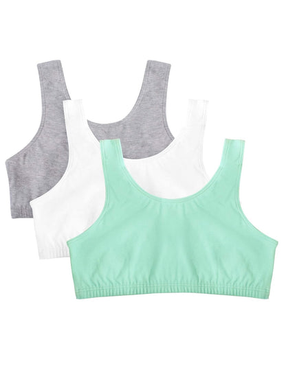 Fruit of the Loom Brasier Deportivo de Algodón para Mujer - Chip menta - blanco - gris jaspeado - 34