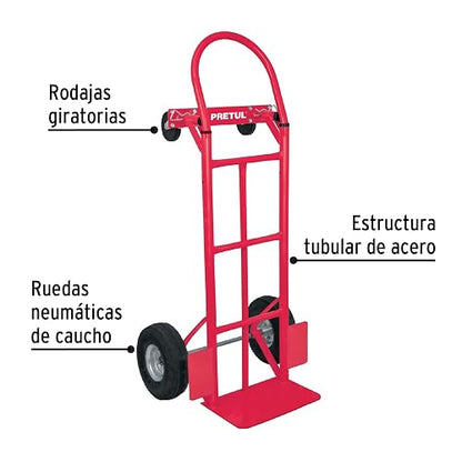 Pretul DIA-385P, Diablo de carga plataforma capacidad 385 kg ruedas neumáticas