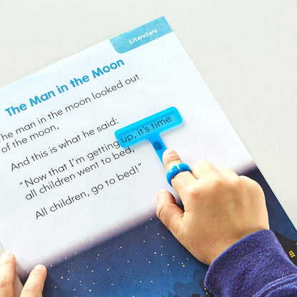 hand2mind 91496 - Marcadores de dedo para grupos pequeños, tiras de lectura guiadas, herramienta de lectura para niños y dislexia, a partir de 3 años (6 anillos extraíbles y 24 varas)