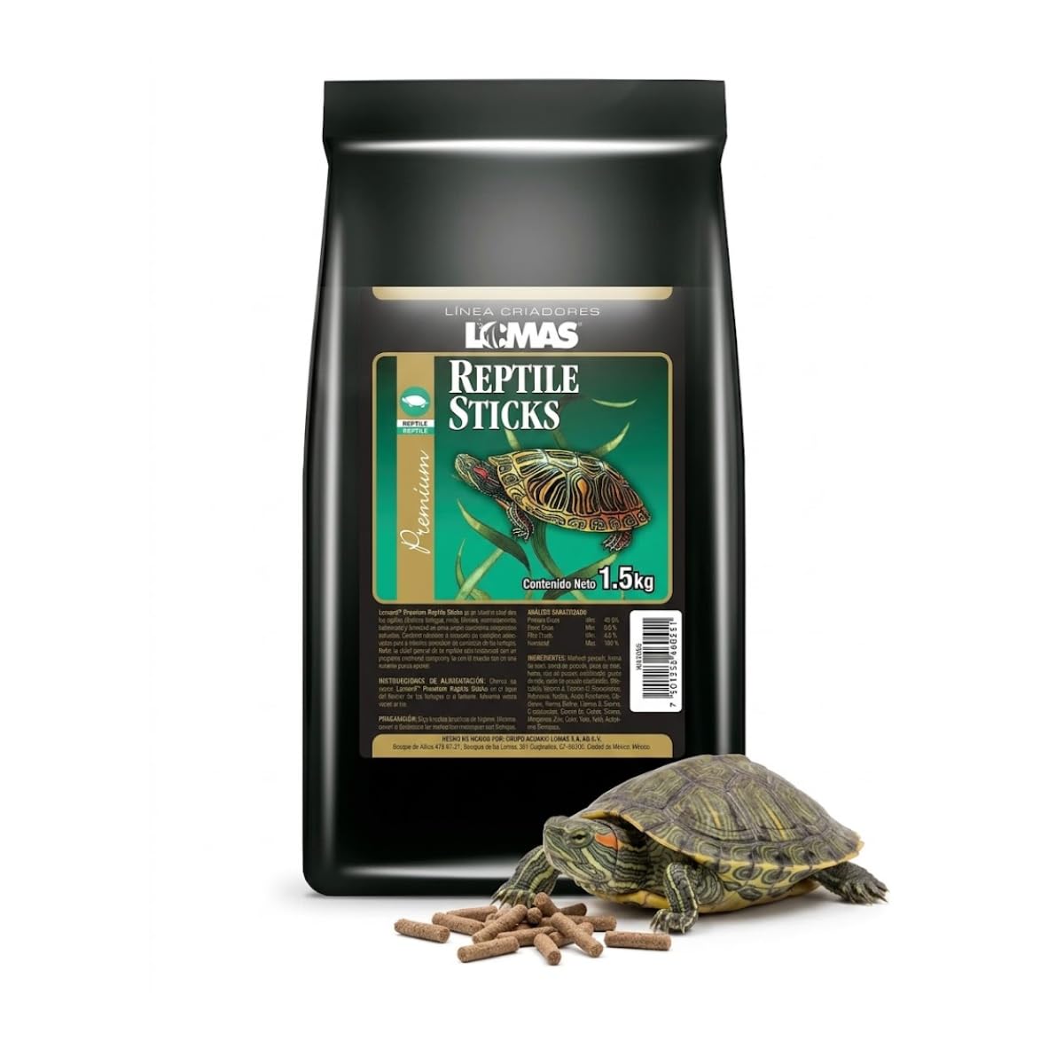 Lomas Alimento para Tortugas, Ranas y Tritones 1.5 kg, en Sticks para Reptiles Acuáticos y Anfibios, Vitaminas y Calcio para Desarrollo Saludable