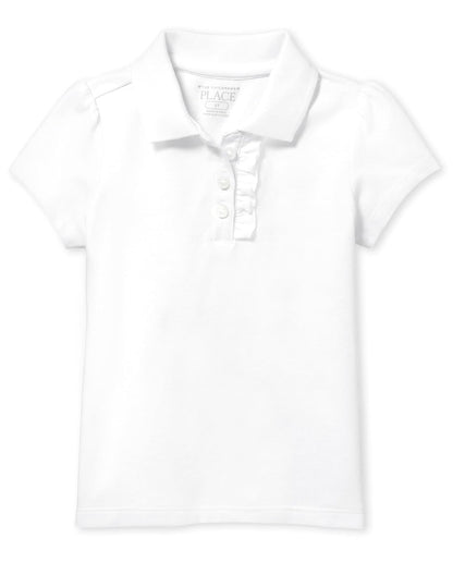 The Children's Place Polo de piqué de Manga Corta con Volantes para niñas pequeñas Polo de Uniforme Escolar bebés niñas