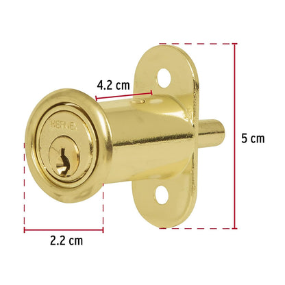 Hermex CM-20L, Cerradura para mueble tipo botón, modelo 20, acabado en latón