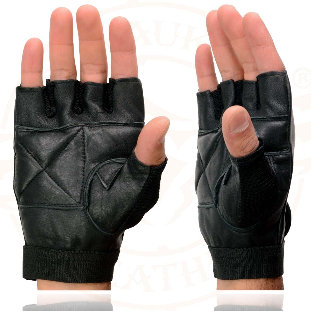 Milwaukee Leather SH217 Guantes de Motocicleta sin Dedos con Relleno de Gel para Hombre, Negro, Talla L