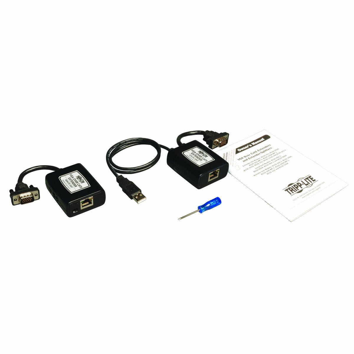 Tripp Lite VGA over Cat5 / Cat6 Extender, Transmitter and Receiver, USB Powered, 1920x1440 at 60Hz (B130-101-U)