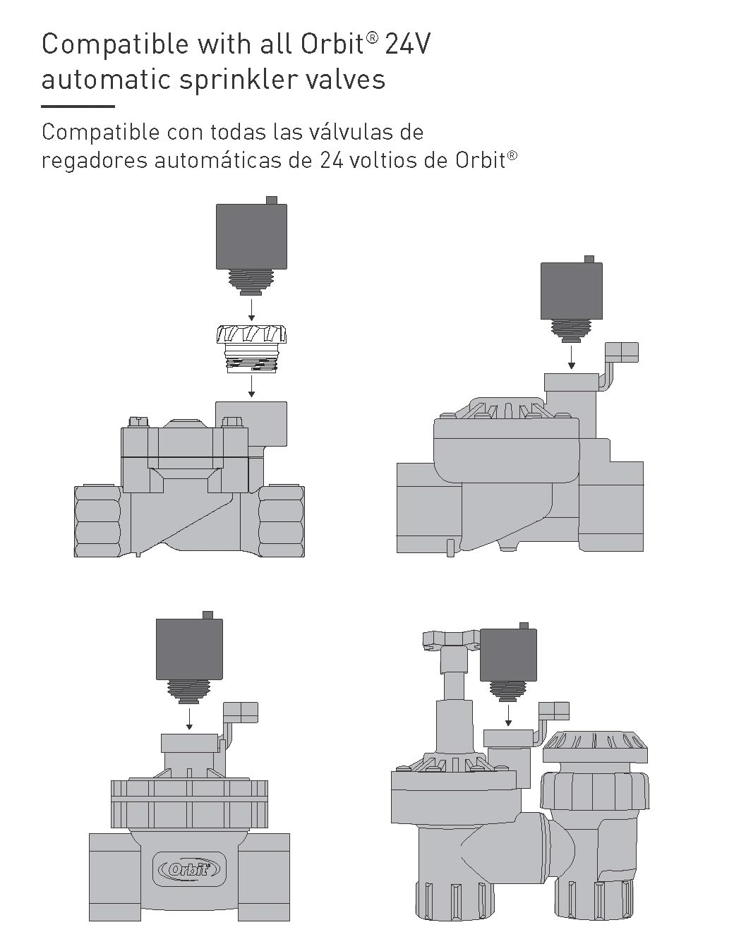 Orbit 57226-24V Solenoide para Todas Las válvulas de rociador Adaptador de la Serie L