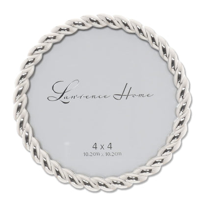 Lawrence Frames Marco de Fotos con Diseño de Cuerda - 4x4 Round - Plata