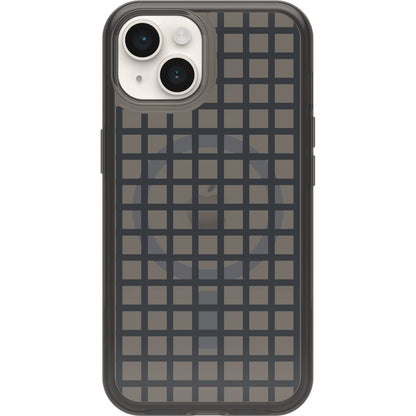OtterBox SYMMETRY SERIES+ CLEAR Antimicrobial Funda con MagSafe para iPhone 14 & iPhone 13 - WINDOW PANE (NEGRO)