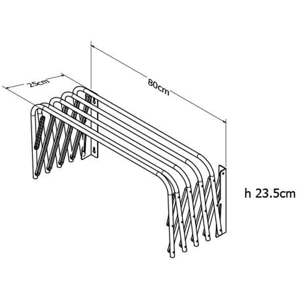 Tendedero de Pared Extensible Tipo Acordeón, Plegable y Compacto, Blanco, Ideal para Interiores y Exteriores, 80 cm