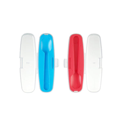 Innobaby DIN DIN Smart Cuchara y Tenedor de Acero Inoxidable con Estuche de Transporte. Juego de Utensilios para niños y niños pequeños. Sin BPA. Azul.