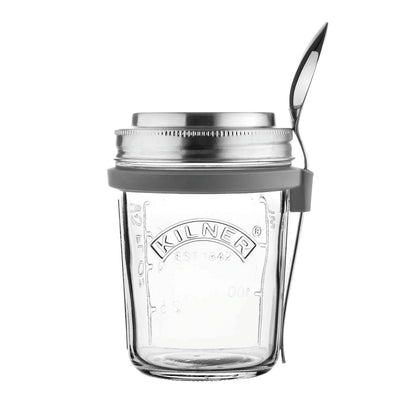 KILNER | Tarro para Desayuno 300 ml (0.3 L), Frasco de Vidrio con Tapa, Ideal para Avena Overnight, Yogurt y Almacenamiento de Alimentos Vidrio | Reutilizables | Mod. KLN25304