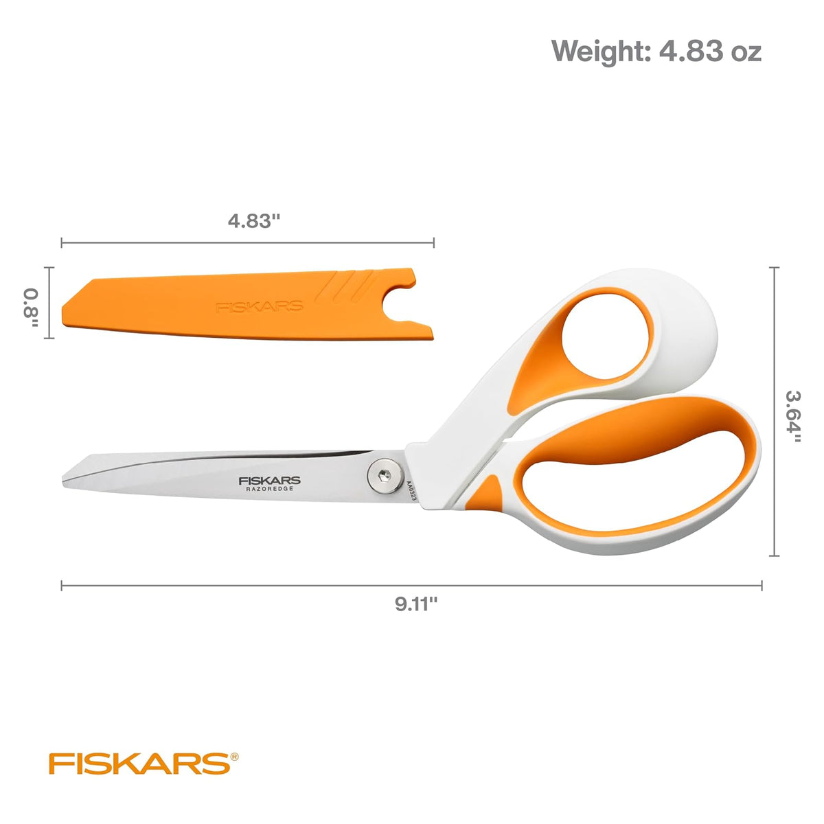Fiskars RazorEdge - Tijeras de tela resistentes de 9 pulgadas con mango ergonómico SoftGrip, cuchillas de acero inoxidable de grado superior