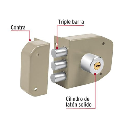 Hermex CS-93, Cerradura de sobreponer, 3 barras