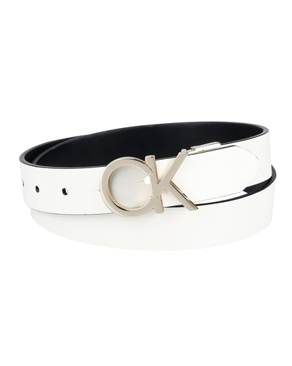 Calvin Klein Cinturón para Mujer - Medium - Placa blanca y negra