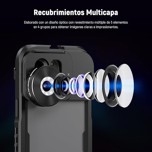 NEEWER Microscopio de Teléfono 45X para 17mm Plano de Lente de Rosca, Lente de Zoom de Primer Plano con 50mA Batería, Luz LED, Cable Tipo C Compatible con iPhone Samsung Cage con 17mm Adaptador, LS-42