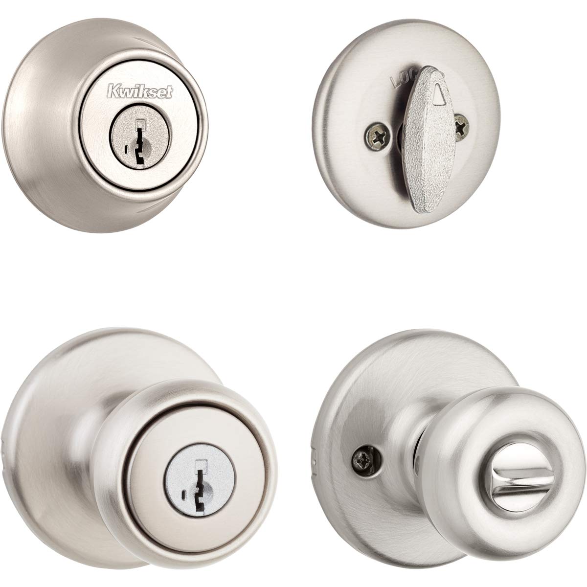 Kwikset 690T 15 SMT Tylo - Perilla de entrada con llave y cerrojo de seguridad de un solo cilindro con SmartKey, níquel satinado