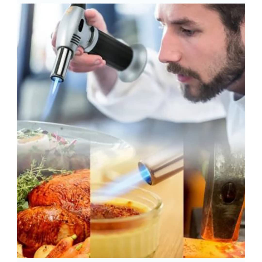 Aleissi | Antorcha soplete encendedor, recargable para repostería y postres con antorcha ajustable, se envia sin Gas. (Negro)