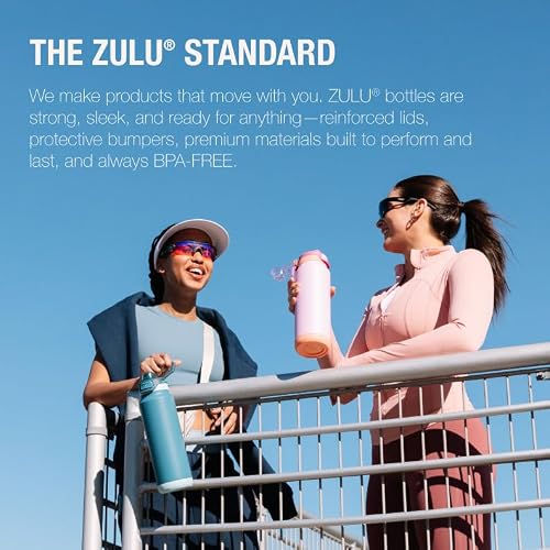 ZULU - Paquete de 2 botellas de agua de plástico para niños de 16 onzas con funda de silicona y tapa abatible a prueba de fugas, bucle de transporte suave al tacto para mochila escolar, lonchera sin
