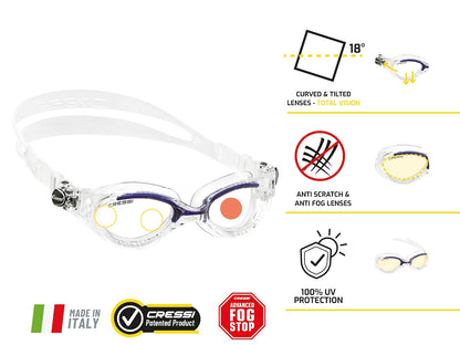 Cressi Flash Lady - Gafas de natación para Nadadores avanzados, 100% Fabricadas en Italia Desde 1946