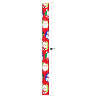 American Greetings Jumbo - Rollo de papel de regalo reversible de Navidad para niños, color rojo y azul (175 m². Pies, 1 rollo extragrande de 30 pulgadas. Pingüinos, osos polares, Papá Noel, copos de