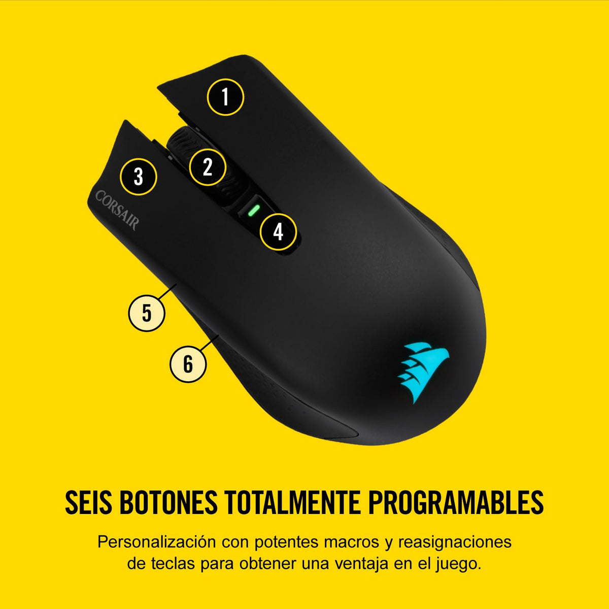 Corsair Harpoon Wireless RGB Ratón Ligero para Juegos FPS/MOBA - 10.000 PPP - 6 Botones Programables - Bluetooth de Baja Latencia - Compatible con iCUE - PC, Mac, PS5, PS4, Xbox - Negro