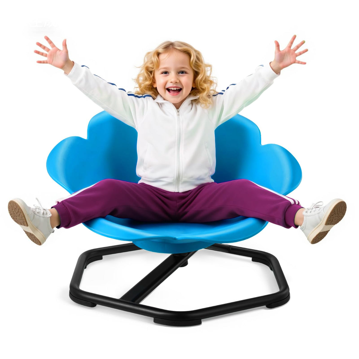 VEVOR Silla Giratoria Infantil Sensorial Cilíndrica, Soporta hasta 100 kg, con Base Metálica Antideslizante, Favorece la Coordinación, el Equilibrio y la Concentración, Azul, 62 x 62 x 47 cm