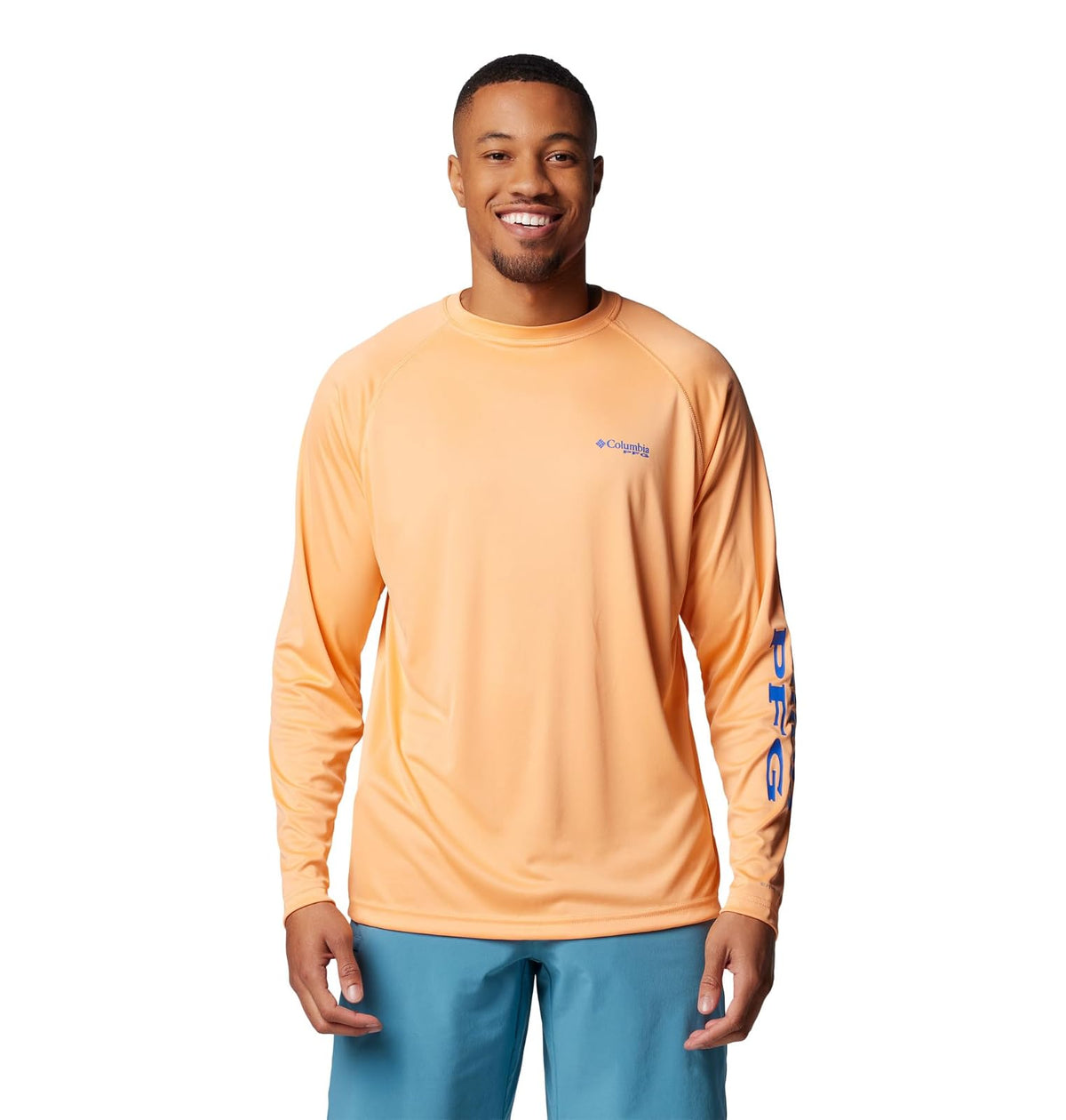 Columbia PFG Terminal Tackle Camisa Manga Larga Hombre - XL - néctar brillante - logo azul vivo