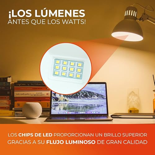 Tecnolite - Pack de 10 Focos LED Modelo A19, Focos Ahorradores, 8.5 Watts de Potencia, con Base E27, 800 lumens, Iluminación Interiores, Color de Luz Cálida, 3000 K, 100 - 240 Volts