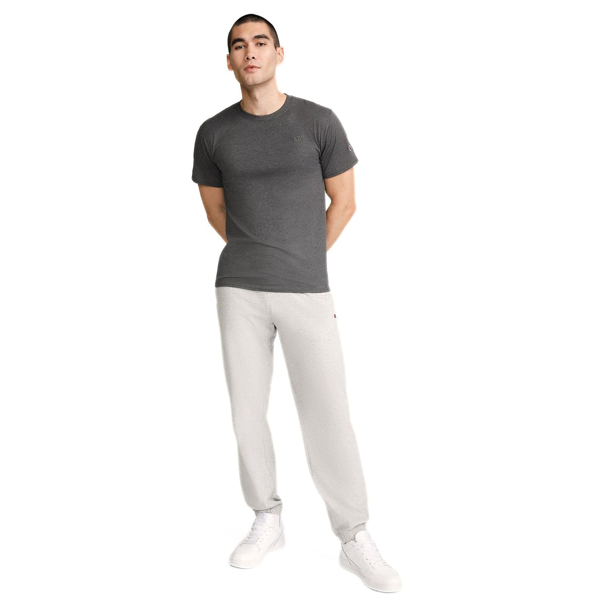 Champion Playera Clásica para Hombre, Cinta Suave en el Cuello, Costuras Reforzadas en los Hombros, Manga Corta, Color Blanco, Talla Grande y Alta