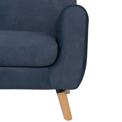 Tugow Sillón Individual con Tapizado Azul. Estructura de Madera Sólida - Madera de Pino y Tapiz