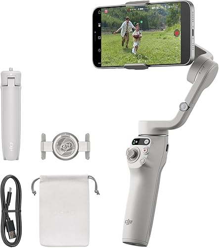 DJI Osmo Mobile 6, Estabilizador para Smartphones, Gris Platino | Brazo Extensible,Estabilizador 3 ejes, portátil y plegable, para Android y iPhone con ShotGuides, vlogging, YouTube, TikTok