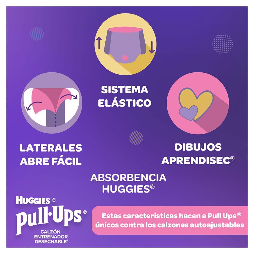 Huggies Pull-Ups Calzoncitos Entrenadores, Talla Grande Niña, Paquete con 30 Piezas, Ideal para niñas de entre 15 a 18 kg