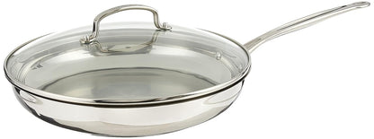 Cuisinart Sartén Chef's Classic 30 cm Acero Inoxidable con Tapa | Sartén de acero con acabado espejo, Base aluminio encapsulada calor uniforme, Seguro horno 287°C, Mango Cool Grip. Inducción