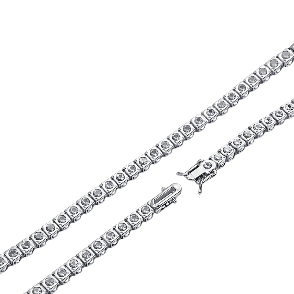XYPHIELLE Pulsera Tennis de 4mm en Oro Blanco para Mujer y Hombre, Brazalete de Circonias Plateadas, Joyería de Lujo y Moda Urbana 17.8cm