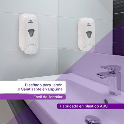 Gel Kleen Jabonera Espuma Rellenable Pared 1000 ml - Despachador Universal de Plástico ABS para Jabón o Sanitizante en Espuma, Dosificador para Baño, Hogar, Oficina y Negocio