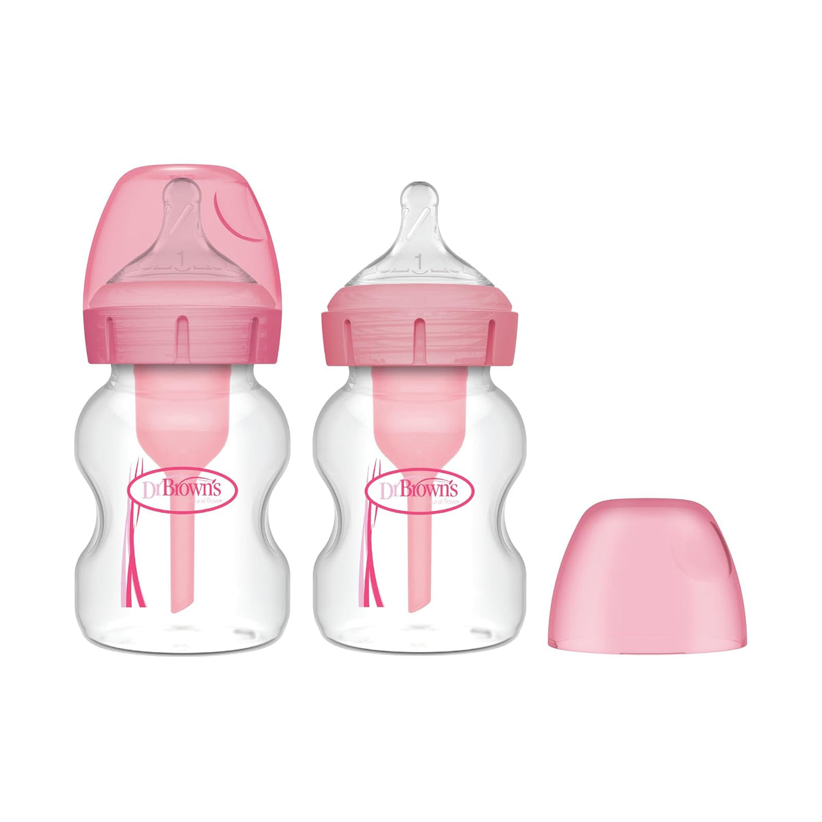 Dr Brown's 5Oz/150Ml Pp Wide-Neck Options+ Bottle (Pink) 2-Pack